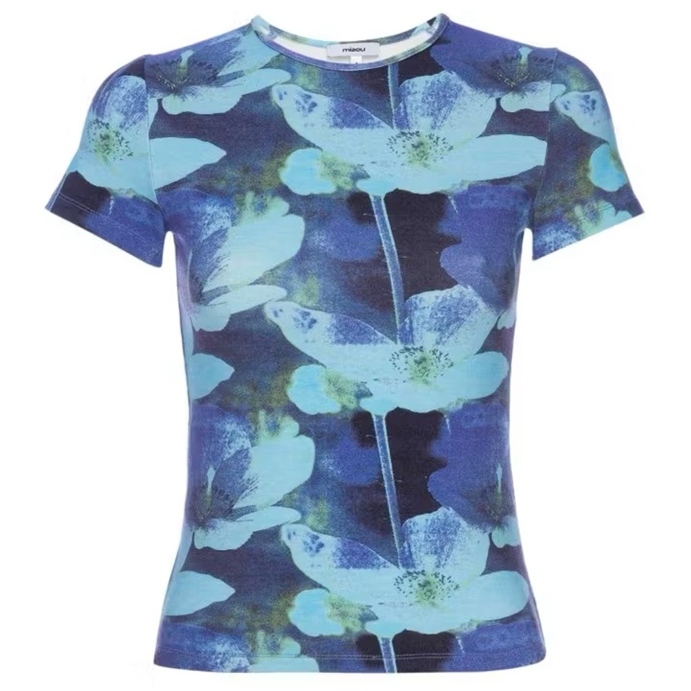 Miaou Blue Fitted Short Sleeve Top